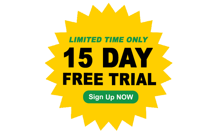Sign up now for 15 day free trial!